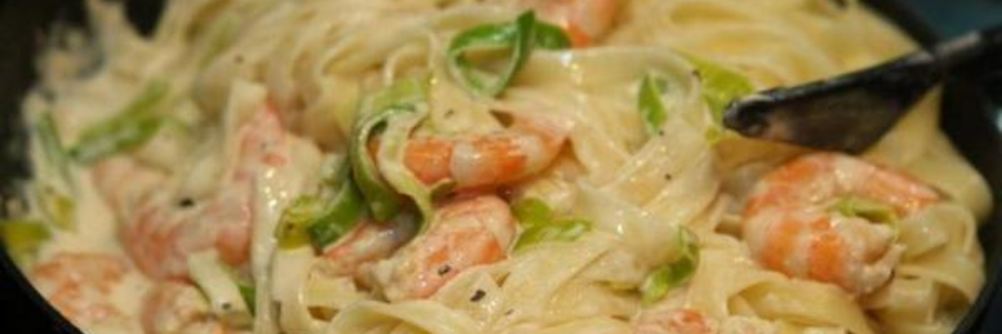 Паста с сыром и креветками
