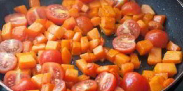 паста с тыквой и креветками