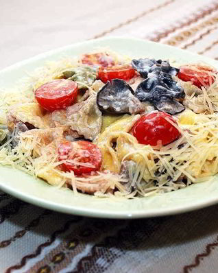 Паста с вешенками