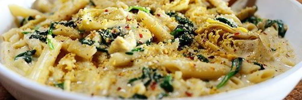 Паста со шпинатом и артишоками