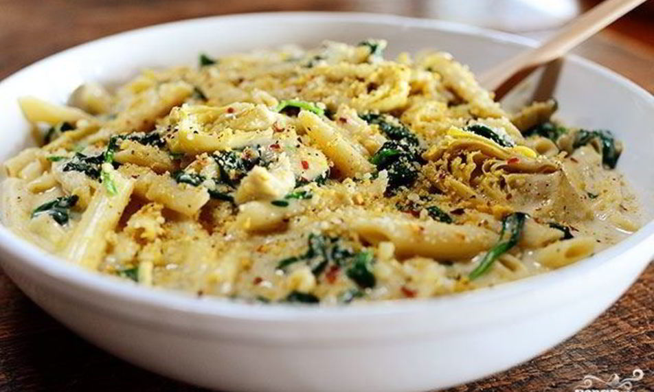 Рецепт паста со шпинатом и артишоками