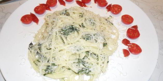 паста со шпинатом и сыром филадельфия