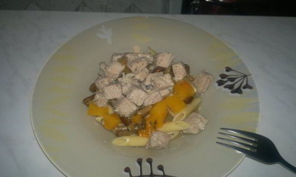 Рецепт паста со свининой, тыквой и грибами