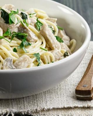 Спагетти с грибами в сливочном соусе