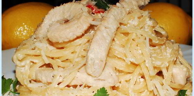 спагетти с индюшкой и лимоном