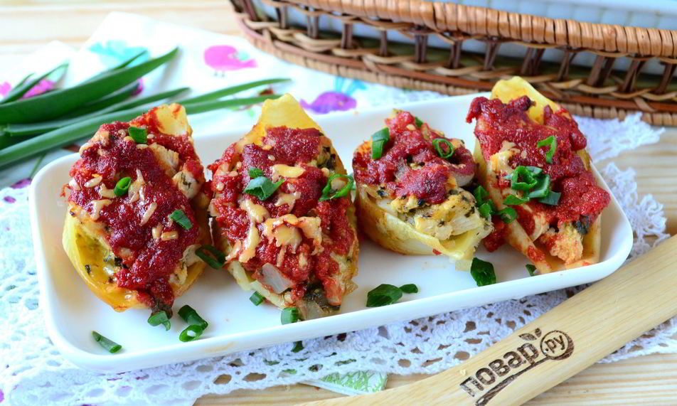 Рецепт фаршированные ракушки курица в шпинате