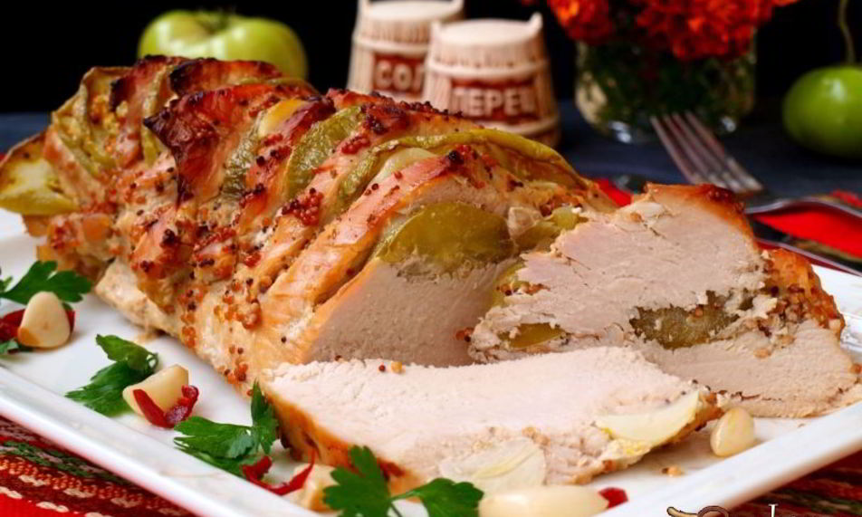 Рецепт филе индейки запеченное с зелеными помидорами