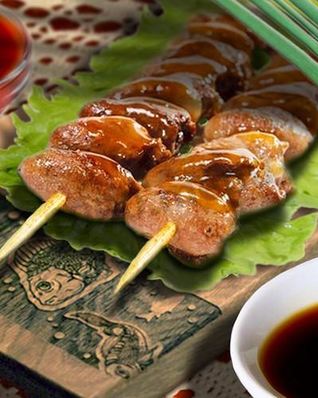 Куриные сердечки в духовке на шпажках