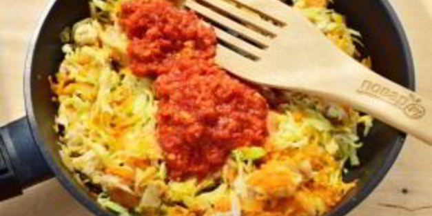 курица с овощами и кашей