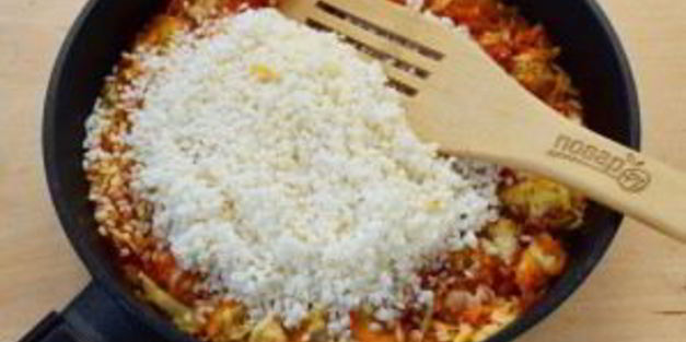 курица с овощами и кашей