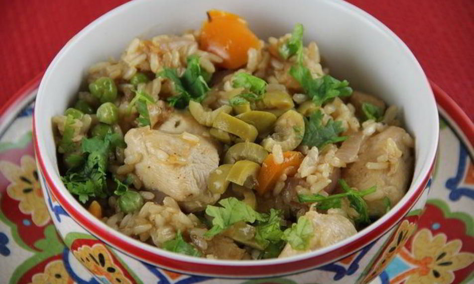 Рецепт курица с рисом и овощами по-испански