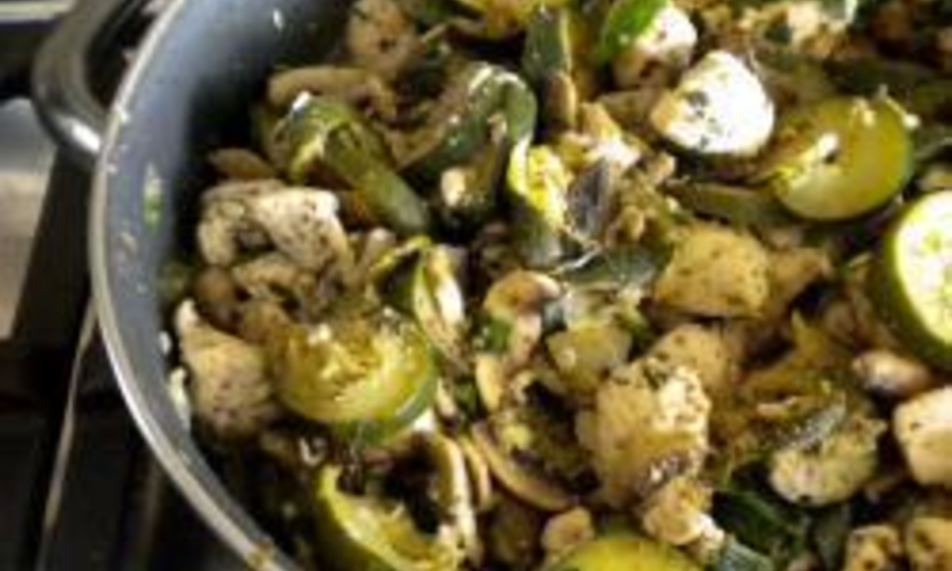 Рецепт курица с шампиньонами и кабачками