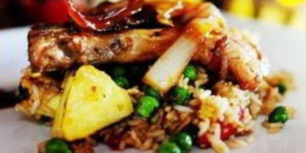 свинина с рисом и ананасом