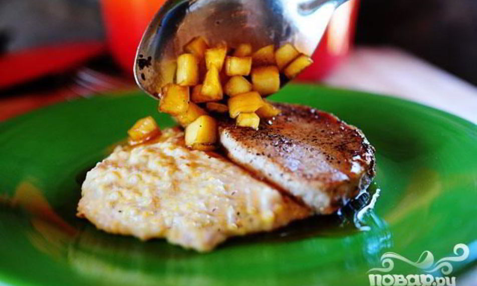 Рецепт свиные отбивные со сливочной крупой