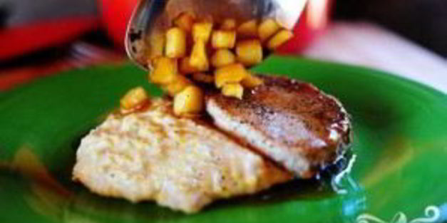 свиные отбивные со сливочной крупой