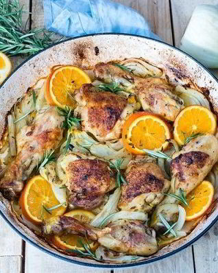Запеченная курица с апельсинами и фенхелем