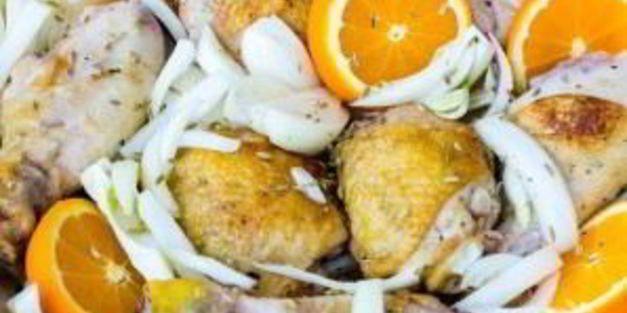 запеченная курица с апельсинами и фенхелем