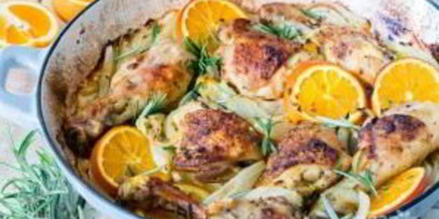 запеченная курица с апельсинами и фенхелем