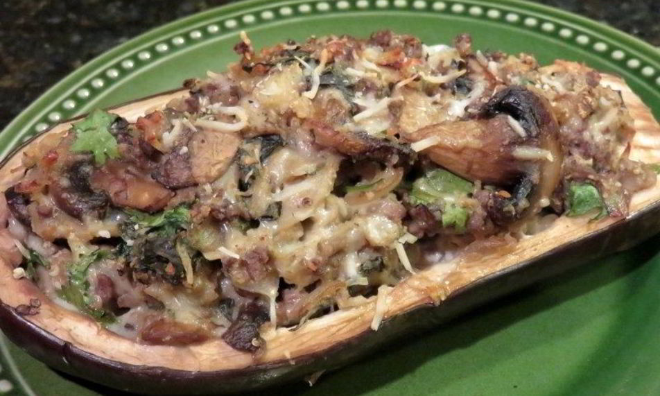 Рецепт баклажаны, фаршированные фаршем и грибами