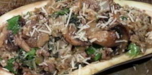 баклажаны, фаршированные фаршем и грибами