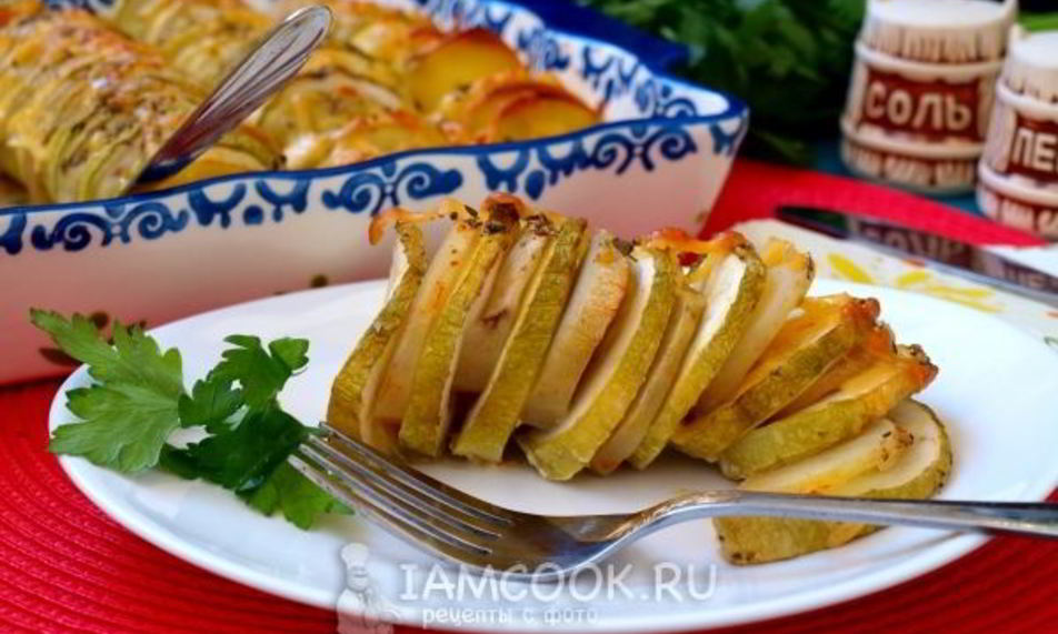 Рецепт кабачки с картошкой в духовке