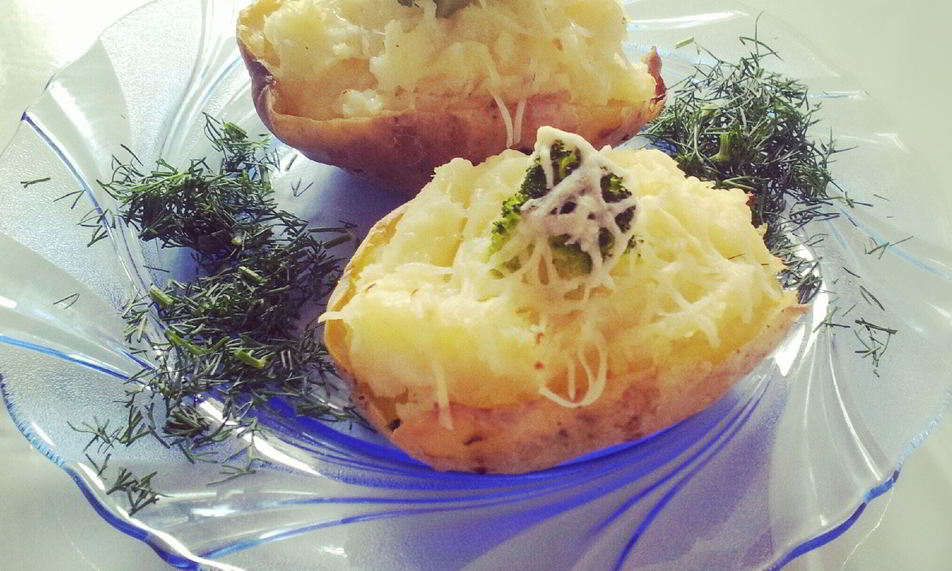 Рецепт картофель, запеченный с цветной капустой и брокколи