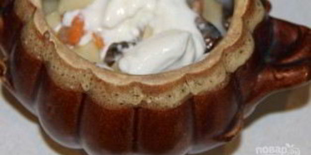 картошка, тушенная с шампиньонами в сметане