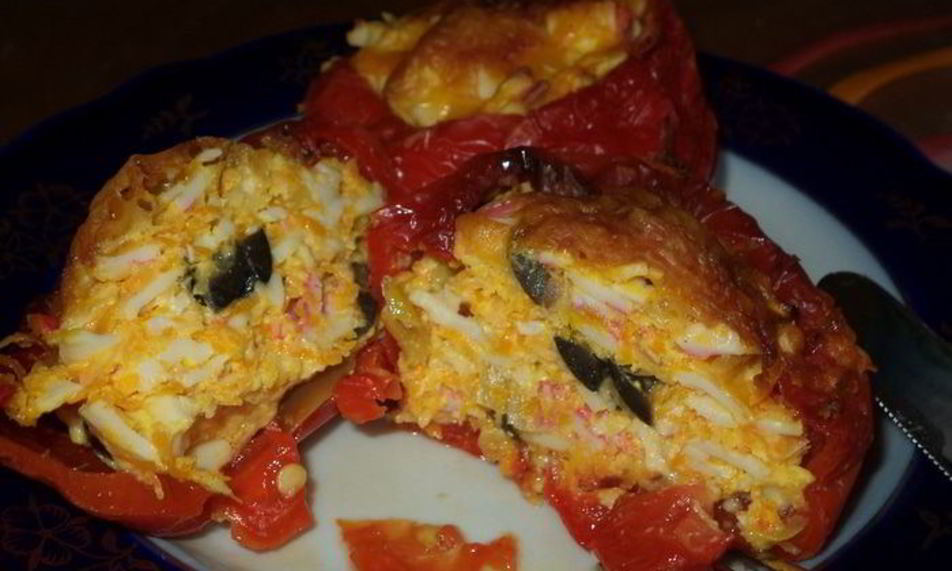 Рецепт перец, фаршированный крабовыми палочками