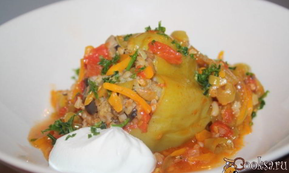 Рецепт перец, фаршированный овощами, грибами и булгуром