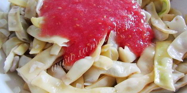 стручковая фасоль, тушеная с овощами