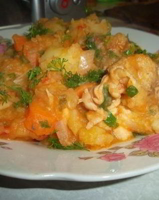 Тушеная картошка с фаршем