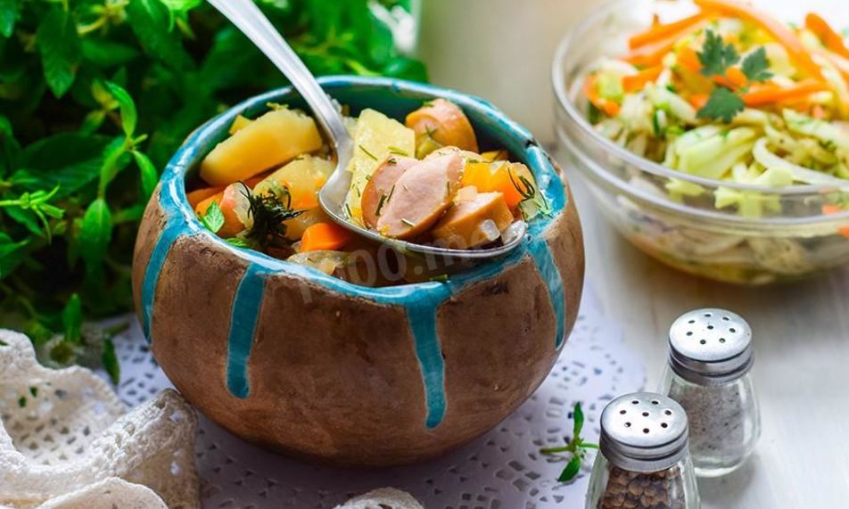 Рецепт тушеная картошка с сосисками