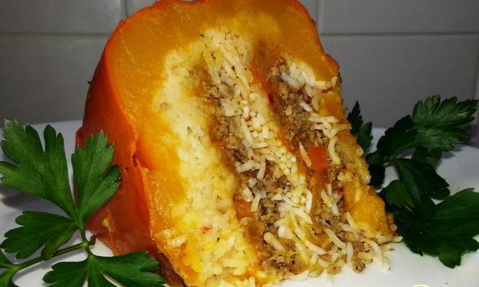 Рецепт тыква, фаршированная мясом, рисом и овощами