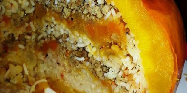 тыква, фаршированная мясом, рисом и овощами