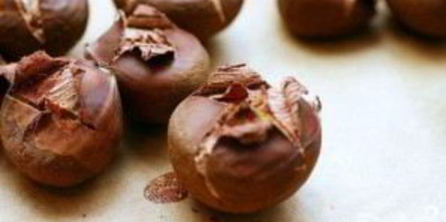 запеченная брюссельская капуста с каштанами