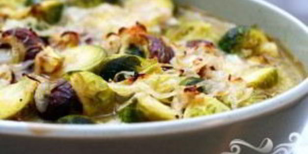 запеченная брюссельская капуста с каштанами