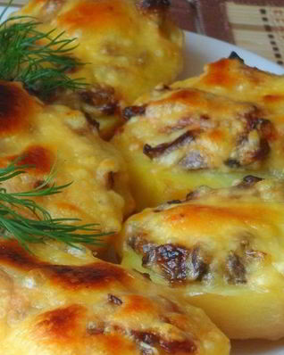 Запеченный картофель с грибами