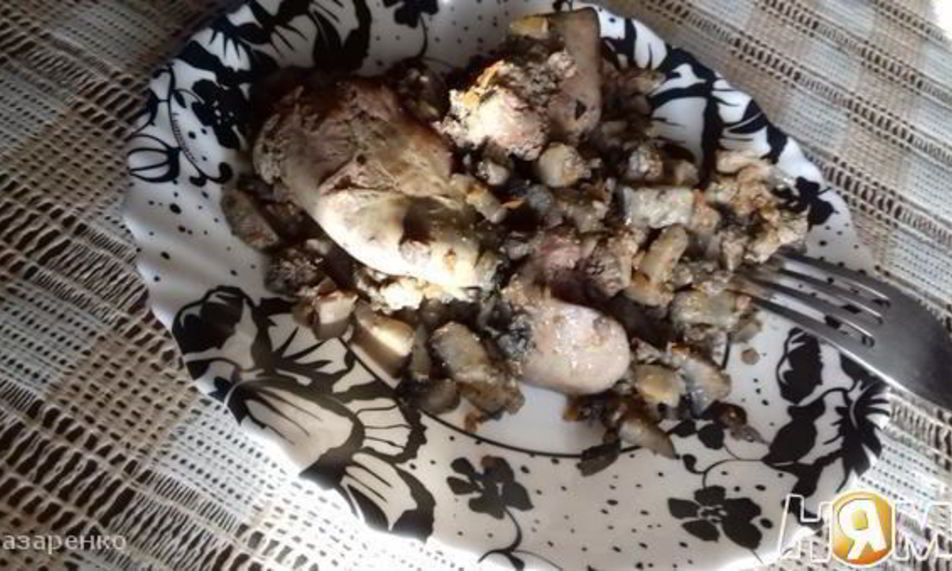 Рецепт куриная печень с грибами