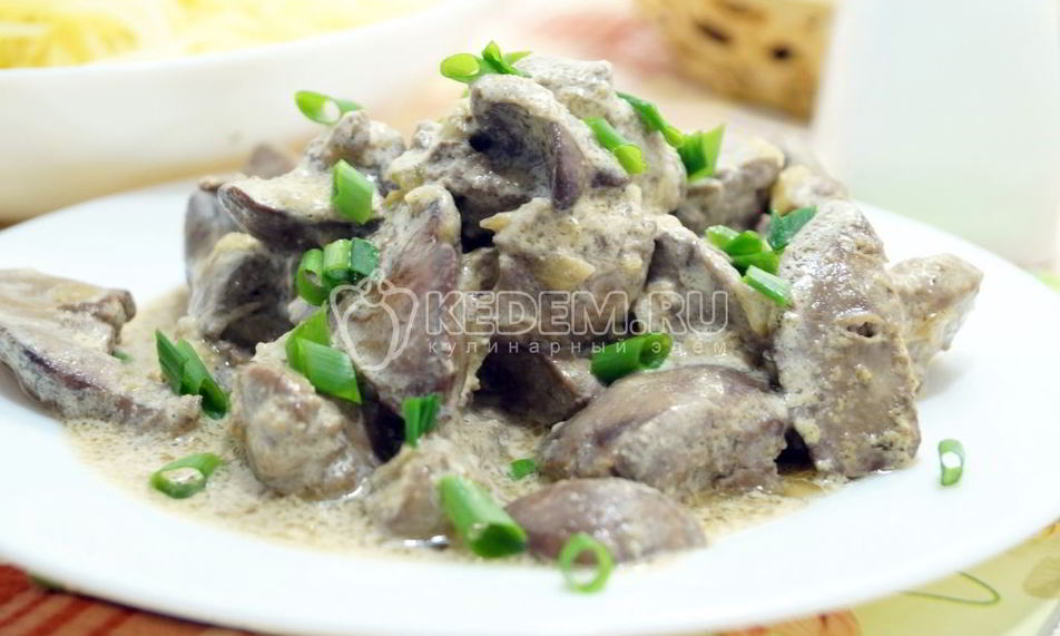 Рецепт куриная печень в сметане