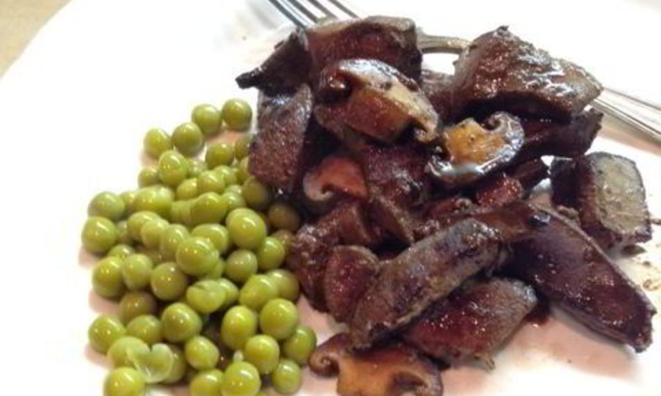 Рецепт печень с грибами