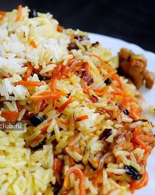 Откидной плов с курицей и курагой