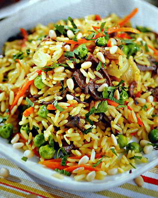 Овощной плов с грибами