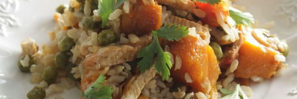 Овощной плов с индейкой