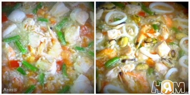 паэлья с курицей и морепродуктами