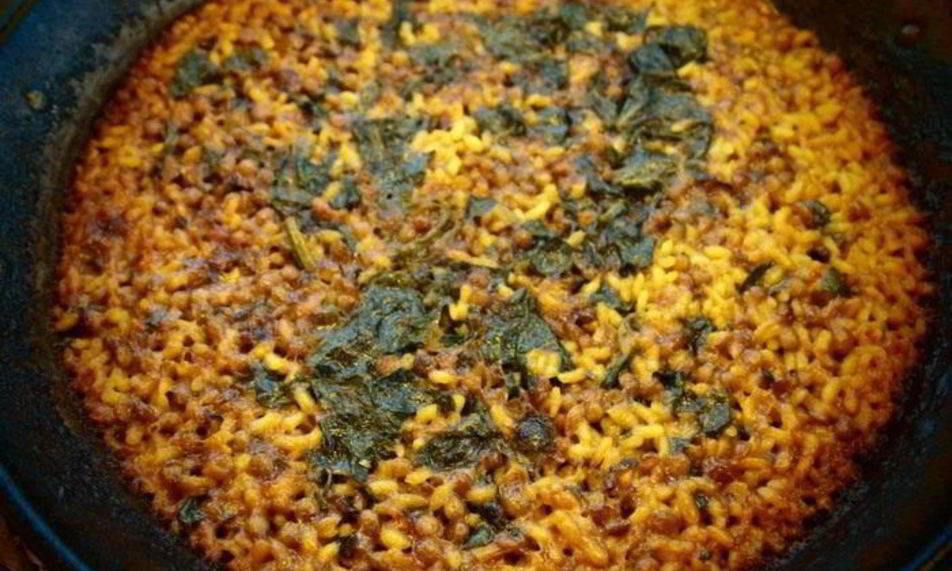 Рецепт паэлья со шпинатом и чечевицей по-аликантски