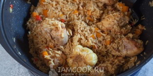 плов из бурого риса с курицей