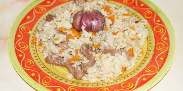 плов с говядиной в казане