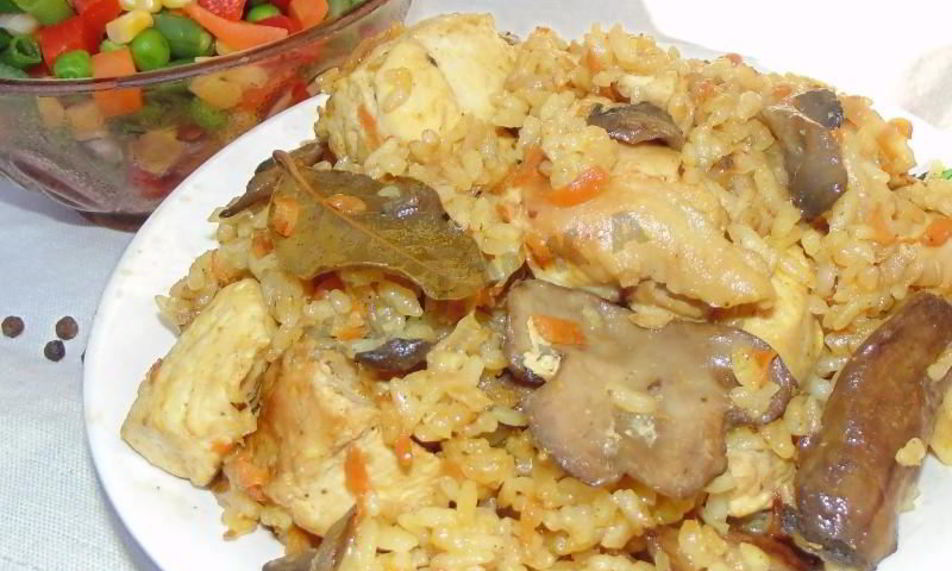 Рецепт плов с грибами и курицей в мультиварке