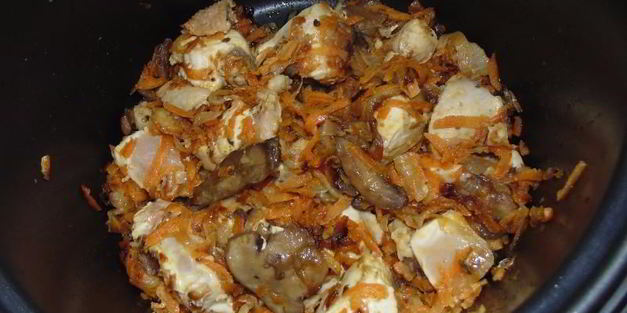 плов с грибами и курицей в мультиварке
