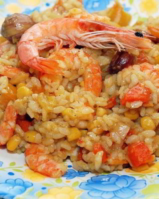 Плов с креветками